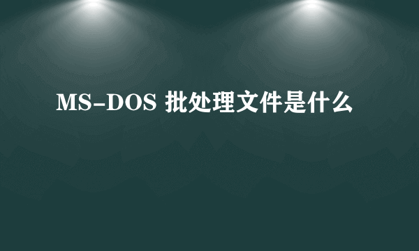 MS-DOS 批处理文件是什么