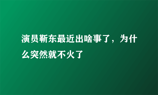 演员靳东最近出啥事了，为什么突然就不火了