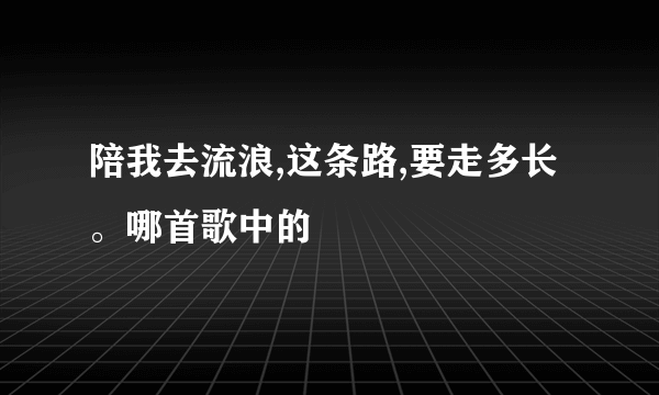 陪我去流浪,这条路,要走多长。哪首歌中的