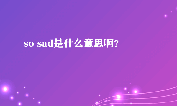 so sad是什么意思啊？