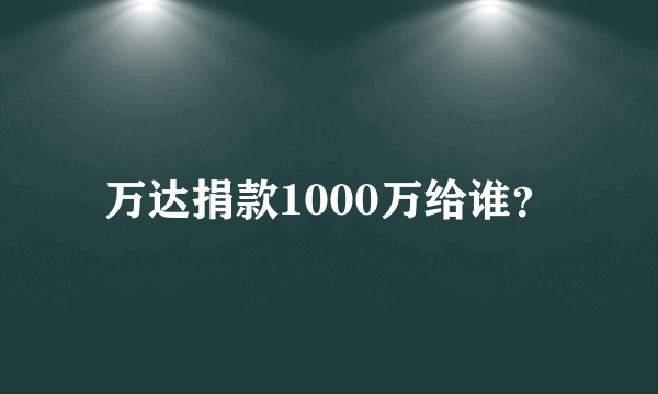 万达捐款1000万给谁？