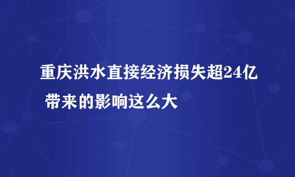 重庆洪水直接经济损失超24亿 带来的影响这么大