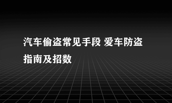 汽车偷盗常见手段 爱车防盗指南及招数