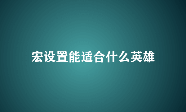 宏设置能适合什么英雄