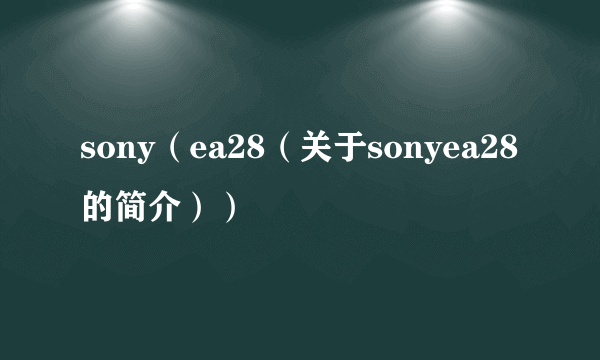 sony（ea28（关于sonyea28的简介））