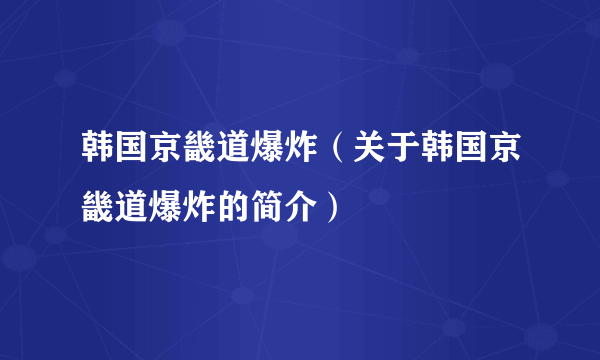 韩国京畿道爆炸（关于韩国京畿道爆炸的简介）