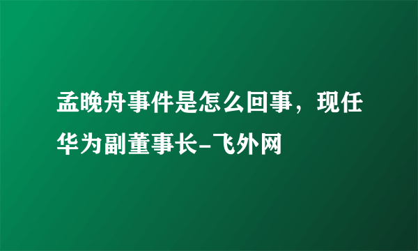 孟晚舟事件是怎么回事，现任华为副董事长-飞外网