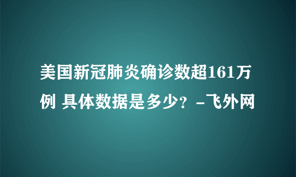 美国新冠肺炎确诊数超161万例 具体数据是多少？-飞外网