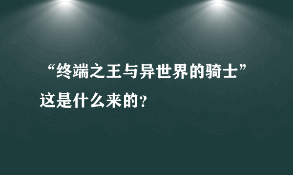 “终端之王与异世界的骑士”这是什么来的？