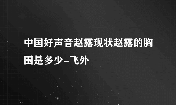 中国好声音赵露现状赵露的胸围是多少-飞外