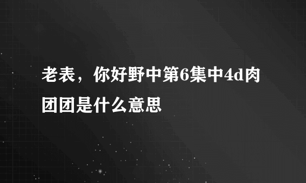 老表，你好野中第6集中4d肉团团是什么意思