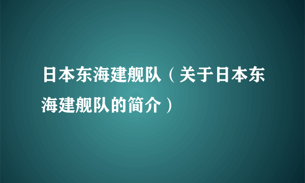 日本东海建舰队（关于日本东海建舰队的简介）