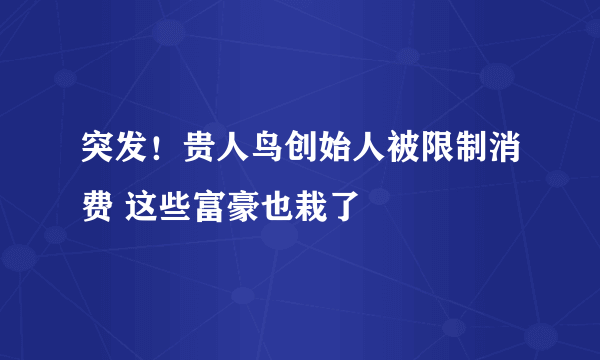 突发！贵人鸟创始人被限制消费 这些富豪也栽了