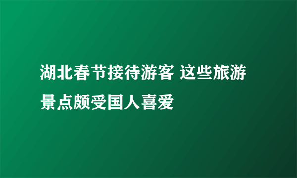 湖北春节接待游客 这些旅游景点颇受国人喜爱