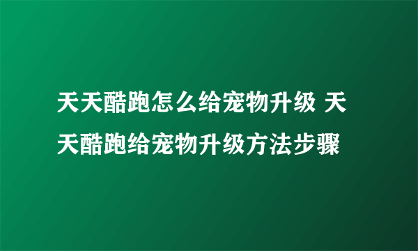 天天酷跑怎么给宠物升级 天天酷跑给宠物升级方法步骤