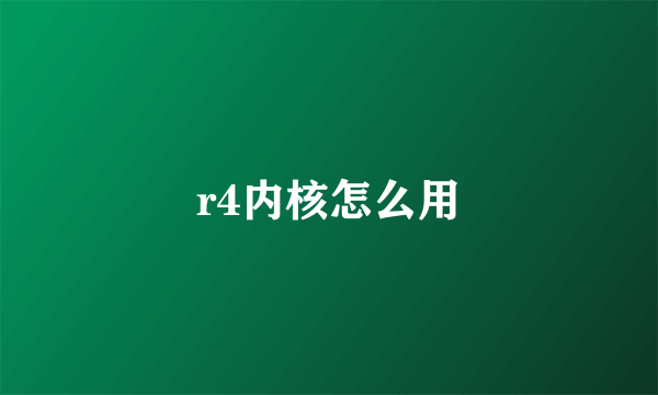 r4内核怎么用