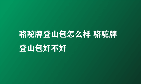 骆驼牌登山包怎么样 骆驼牌登山包好不好