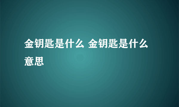 金钥匙是什么 金钥匙是什么意思