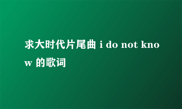 求大时代片尾曲 i do not know 的歌词