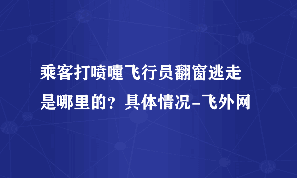 乘客打喷嚏飞行员翻窗逃走 是哪里的？具体情况-飞外网