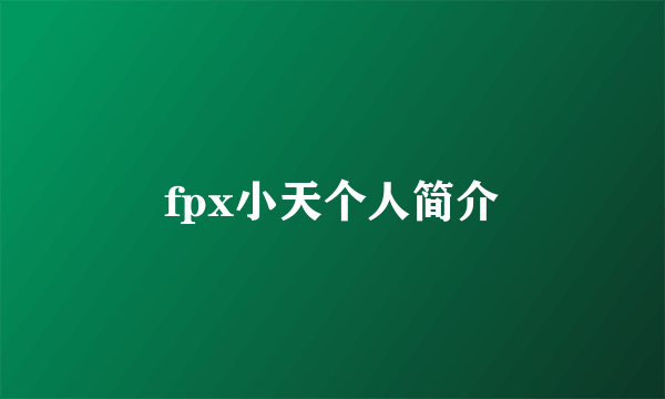 fpx小天个人简介