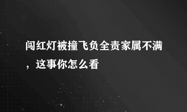 闯红灯被撞飞负全责家属不满，这事你怎么看