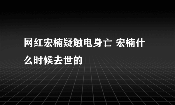 网红宏楠疑触电身亡 宏楠什么时候去世的