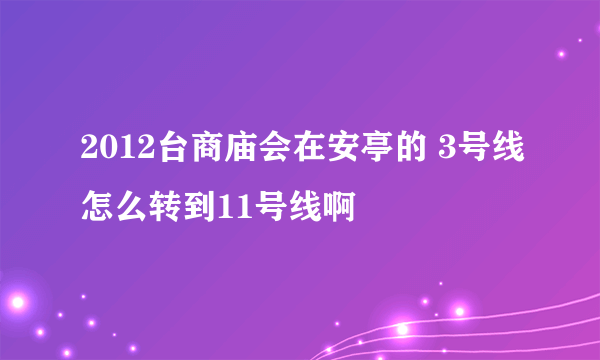 2012台商庙会在安亭的 3号线怎么转到11号线啊