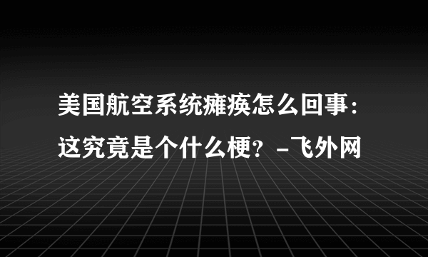 美国航空系统瘫痪怎么回事：这究竟是个什么梗？-飞外网