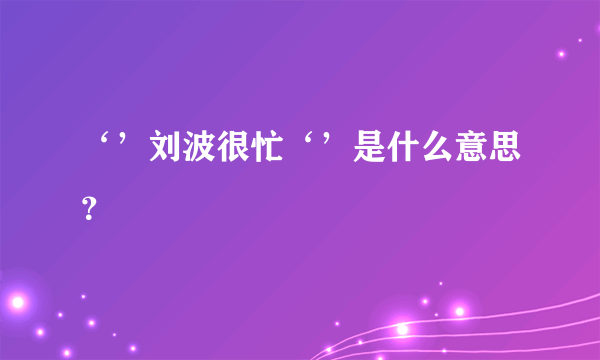 ‘’刘波很忙‘’是什么意思？