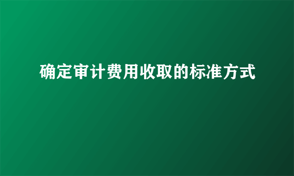 确定审计费用收取的标准方式