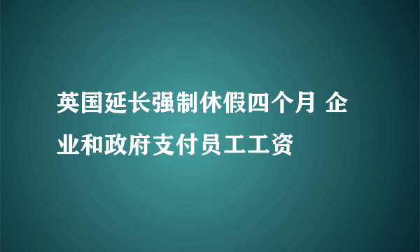 英国延长强制休假四个月 企业和政府支付员工工资