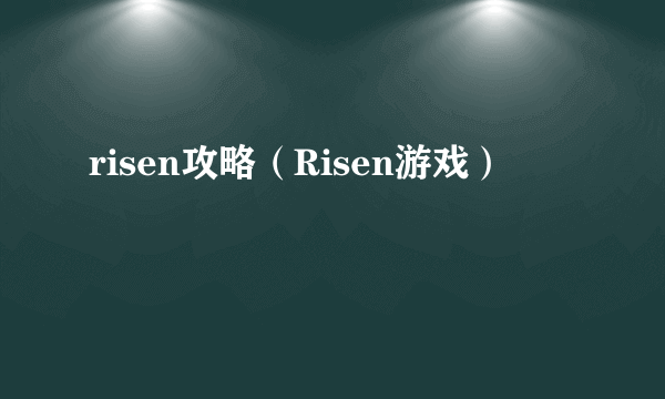 risen攻略（Risen游戏）