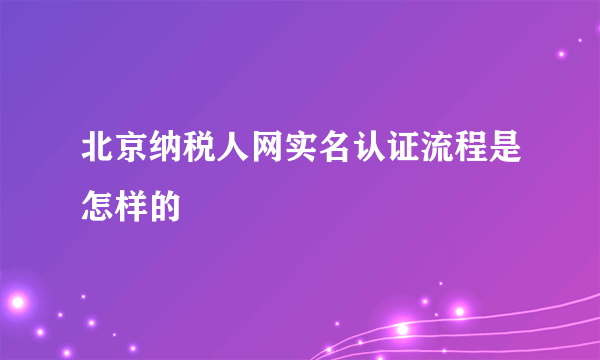 北京纳税人网实名认证流程是怎样的