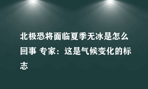 北极恐将面临夏季无冰是怎么回事 专家：这是气候变化的标志