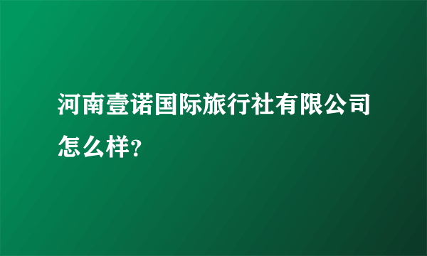 河南壹诺国际旅行社有限公司怎么样？