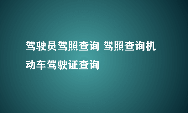 驾驶员驾照查询 驾照查询机动车驾驶证查询