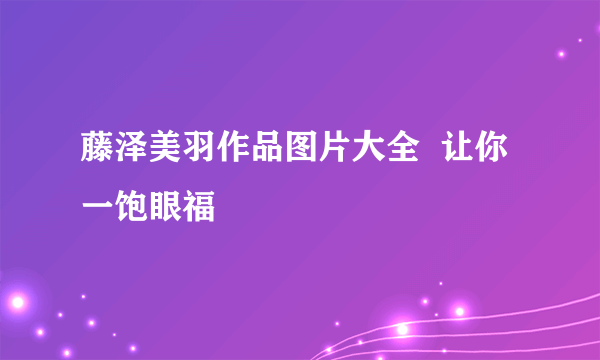 藤泽美羽作品图片大全  让你一饱眼福