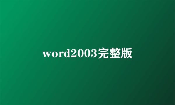 word2003完整版