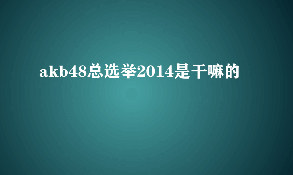 akb48总选举2014是干嘛的