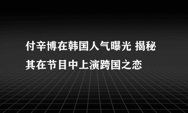 付辛博在韩国人气曝光 揭秘其在节目中上演跨国之恋