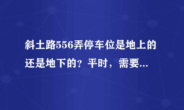 斜土路556弄停车位是地上的还是地下的？平时，需要抢车位吗？租车位多少钱？