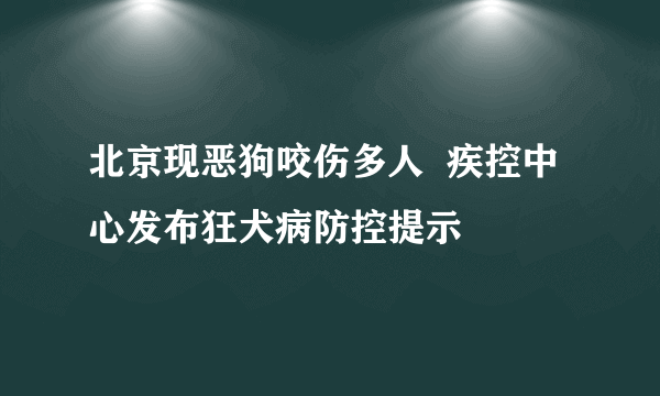 北京现恶狗咬伤多人  疾控中心发布狂犬病防控提示