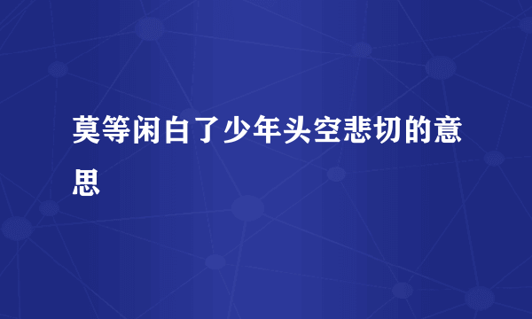 莫等闲白了少年头空悲切的意思