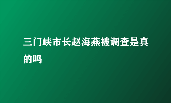 三门峡市长赵海燕被调查是真的吗