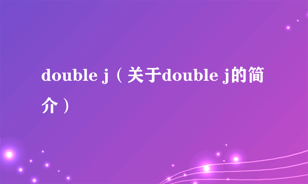 double j（关于double j的简介）