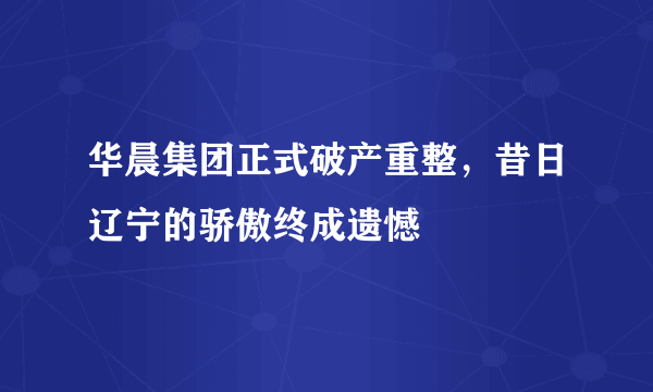 华晨集团正式破产重整，昔日辽宁的骄傲终成遗憾