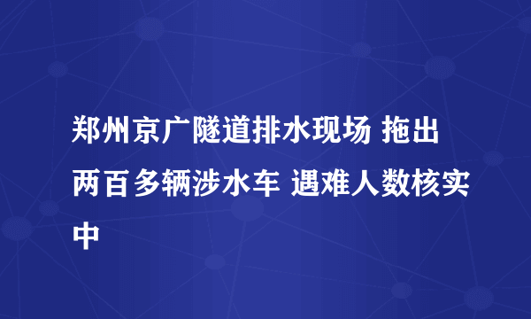 郑州京广隧道排水现场 拖出两百多辆涉水车 遇难人数核实中