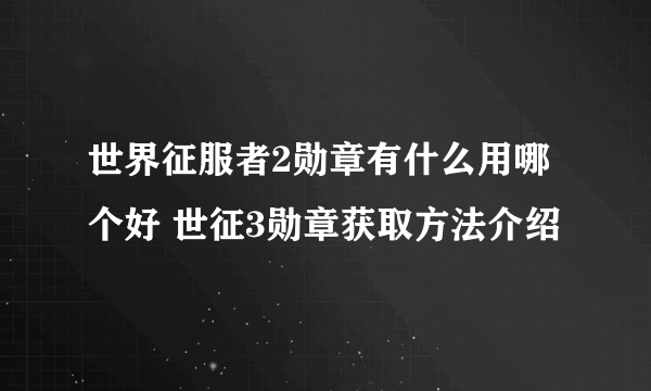 世界征服者2勋章有什么用哪个好 世征3勋章获取方法介绍