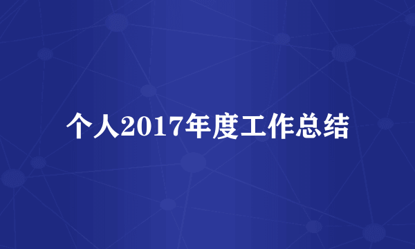 个人2017年度工作总结